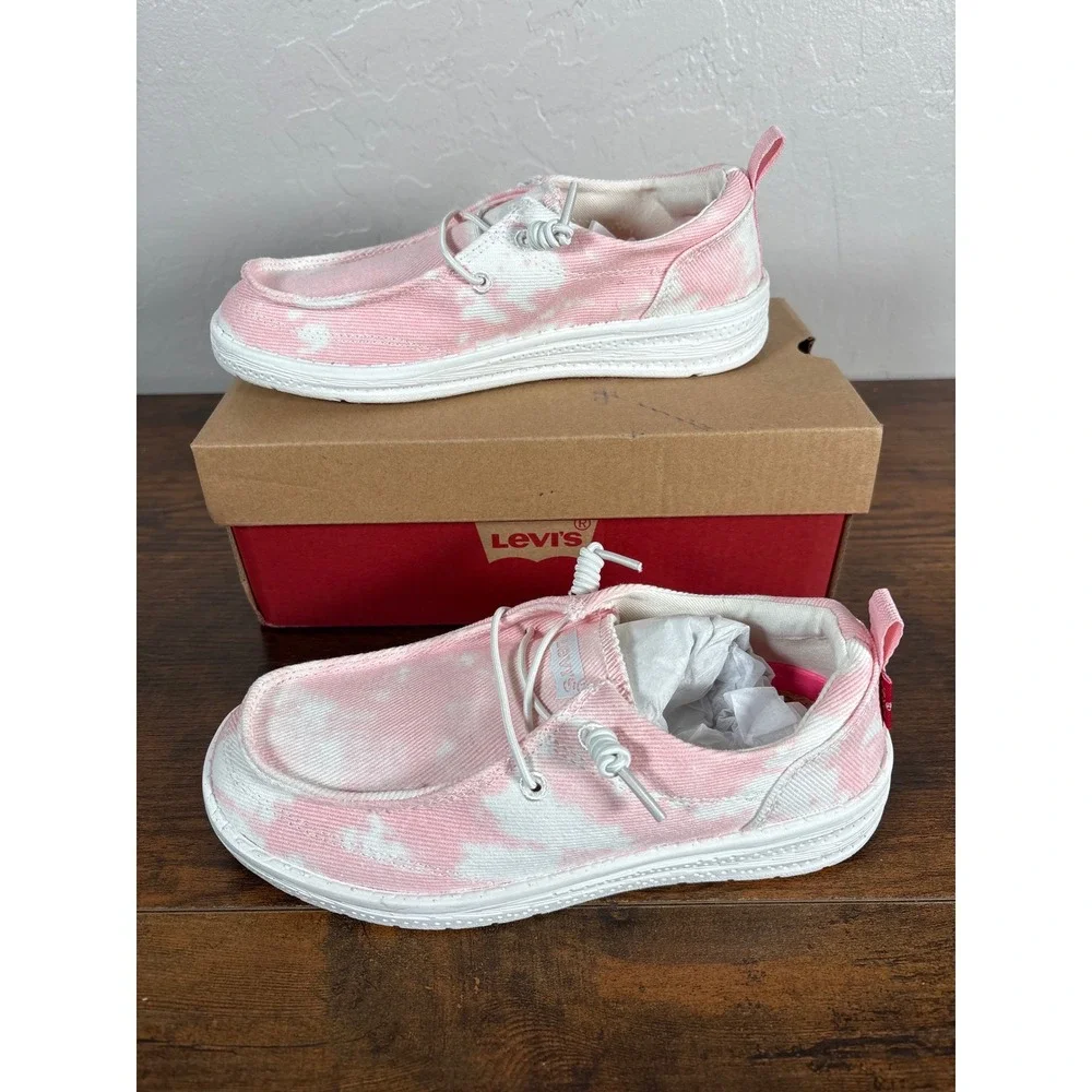 Levis Newt TD CVS‎ Toddler Size 2 Pink White Tie Dye Canvas Slip On Loafer Shoes